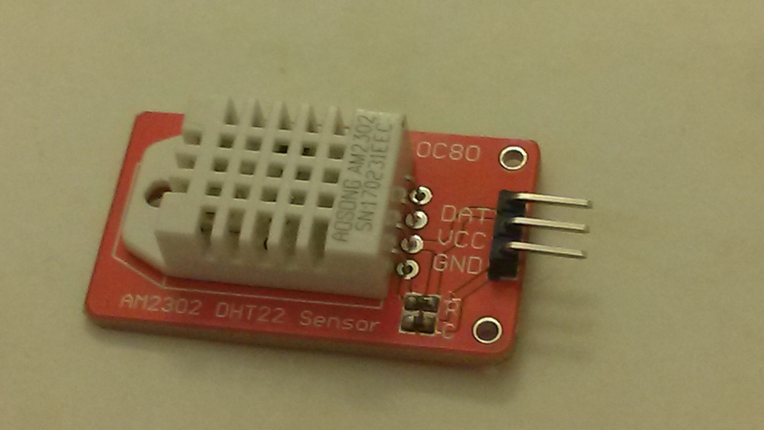 A DHT22 temperature and humidity sensor